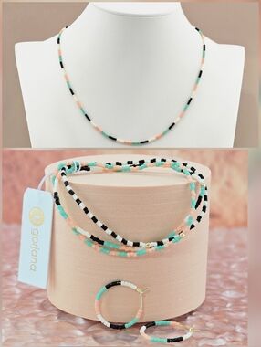 BUNDLE Gorjana Necklace Bracelets & Earrings Set Desert Stripe Beaded Boho Indie